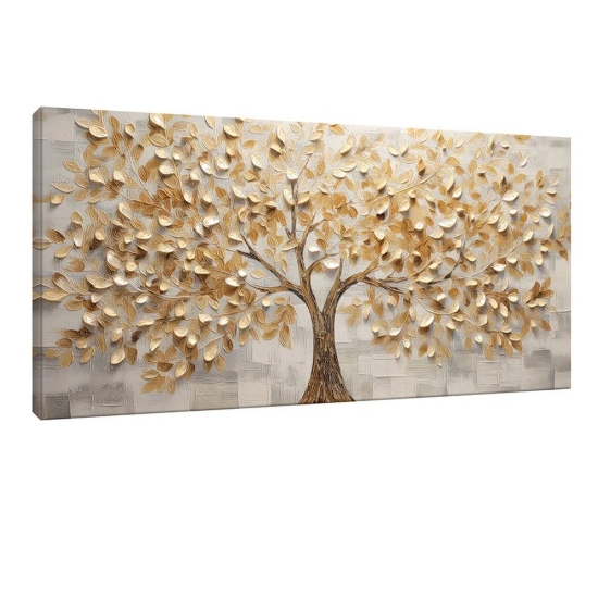 Quadro moderno albero della vita 77x143 cm stampa con decoro a rilievo